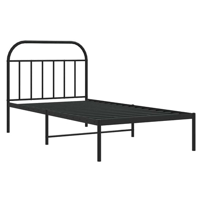Black Metal Bed Frame with Headboard 100x200cm - No Mattress