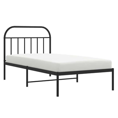 Black Metal Bed Frame with Headboard 100x200cm - No Mattress