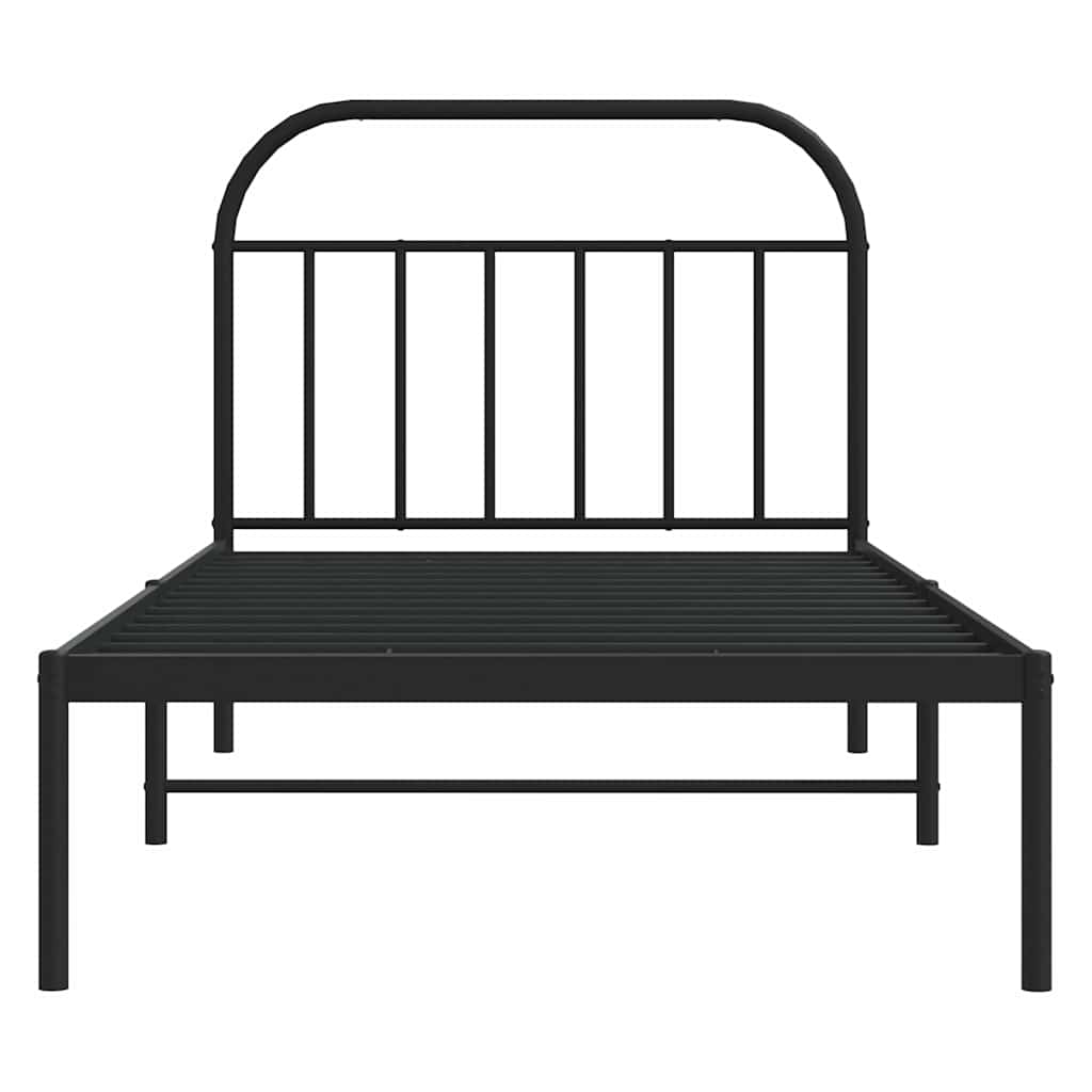 Black Metal Bed Frame with Headboard 100x200cm - No Mattress