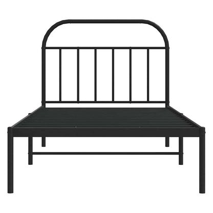 Black Metal Bed Frame with Headboard 100x200cm - No Mattress
