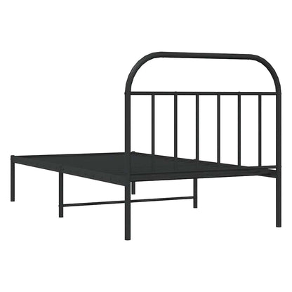 Black Metal Bed Frame with Headboard 100x200cm - No Mattress