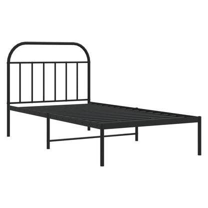 Black Metal Bed Frame with Headboard 107x203cm - No Mattress
