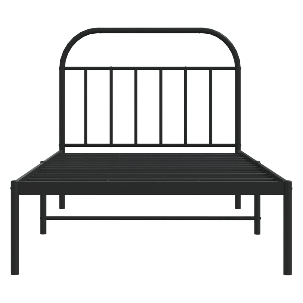 Black Metal Bed Frame with Headboard 107x203cm - No Mattress