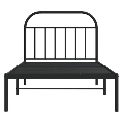 Black Metal Bed Frame with Headboard 107x203cm - No Mattress