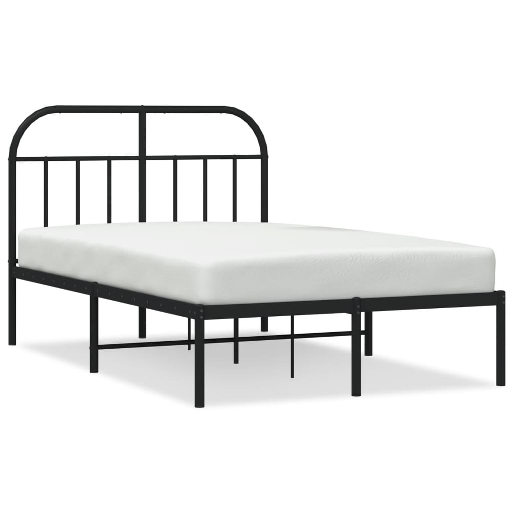 Black Metal Bed Frame with Headboard, 120x190cm, Mattress Excluded