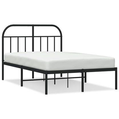 Black Metal Bed Frame with Headboard, 120x190cm, Mattress Excluded