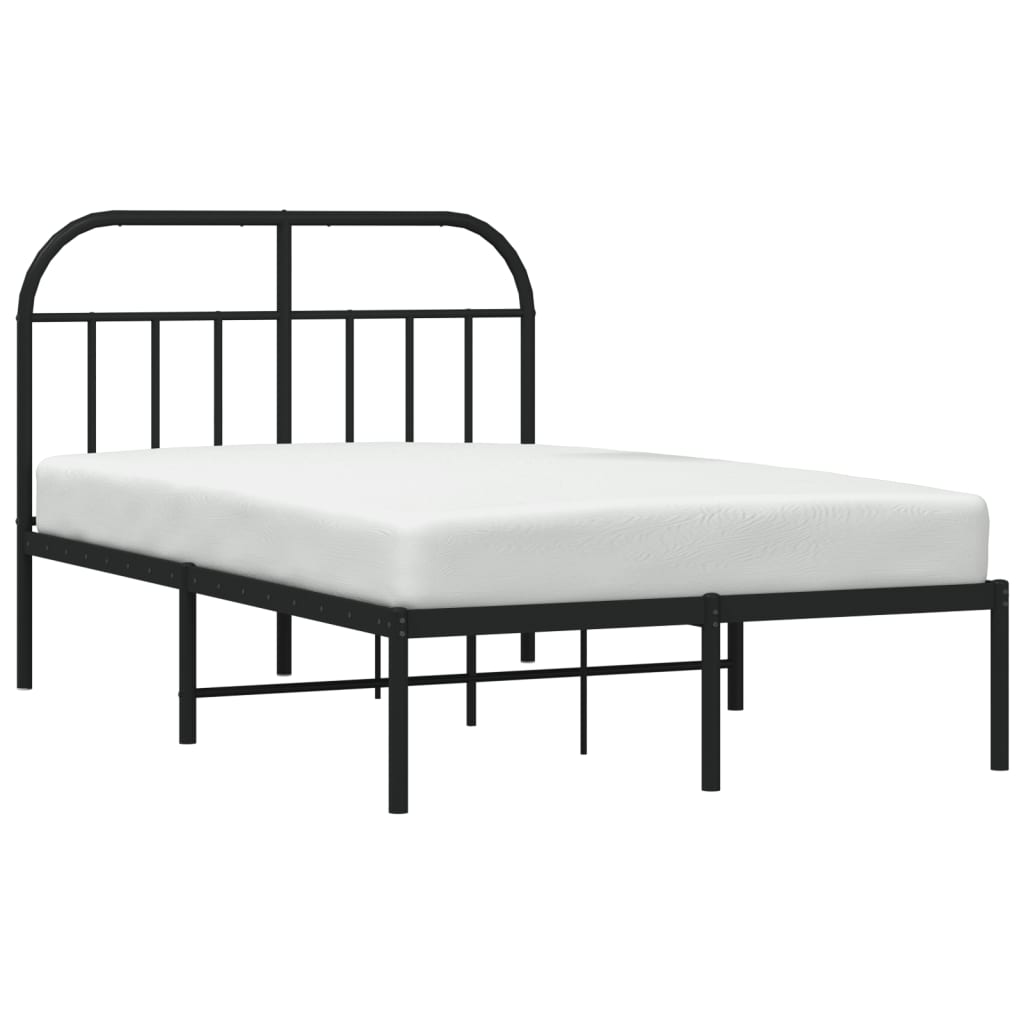 Black Metal Bed Frame with Headboard, 120x190cm, Mattress Excluded