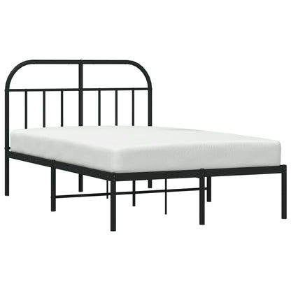 Black Metal Bed Frame with Headboard, 120x190cm, Mattress Excluded
