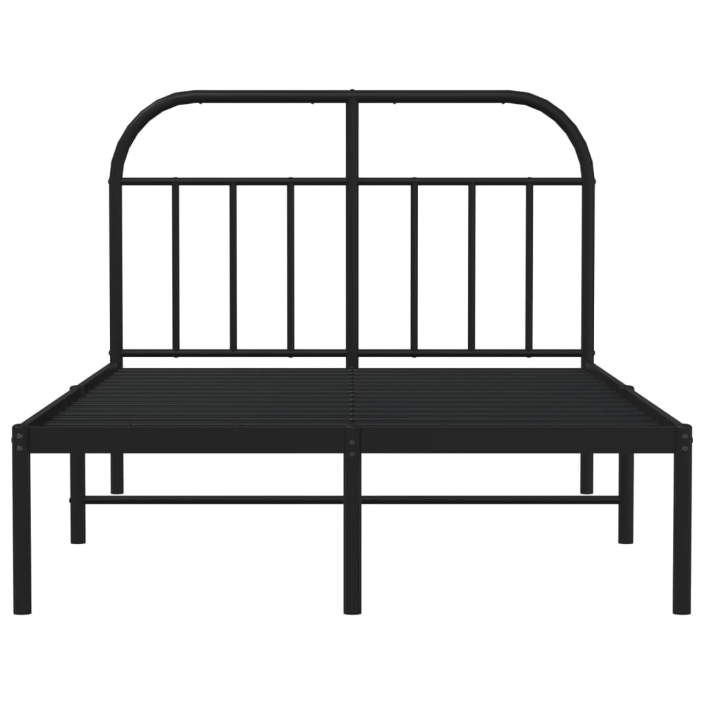 Black Metal Bed Frame with Headboard, 120x190cm, Mattress Excluded
