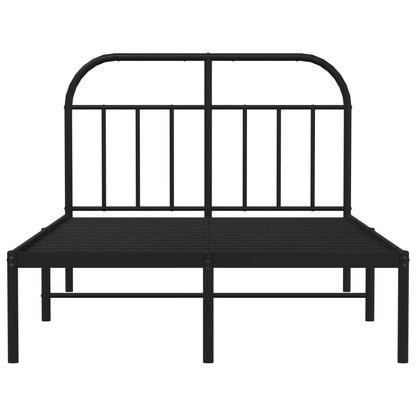 Black Metal Bed Frame with Headboard, 120x190cm, Mattress Excluded