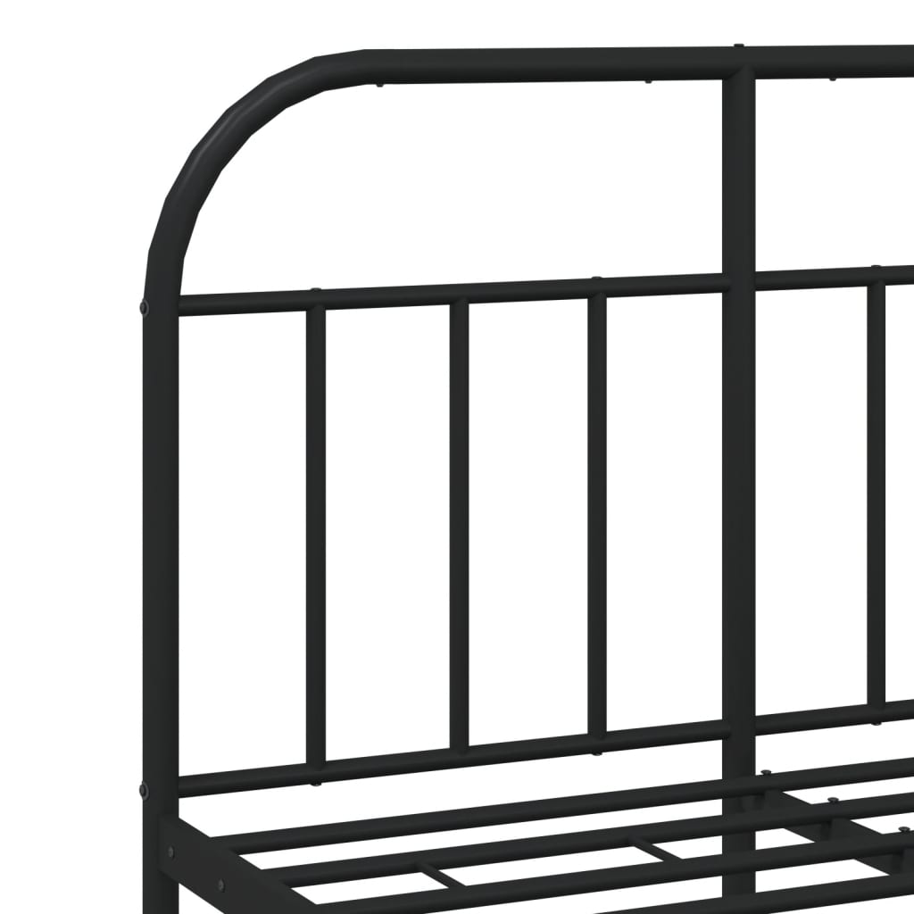 Black Metal Bed Frame with Headboard, 120x190cm, Mattress Excluded
