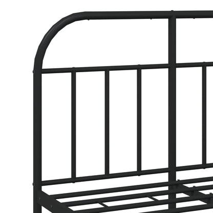 Black Metal Bed Frame with Headboard, 120x190cm, Mattress Excluded