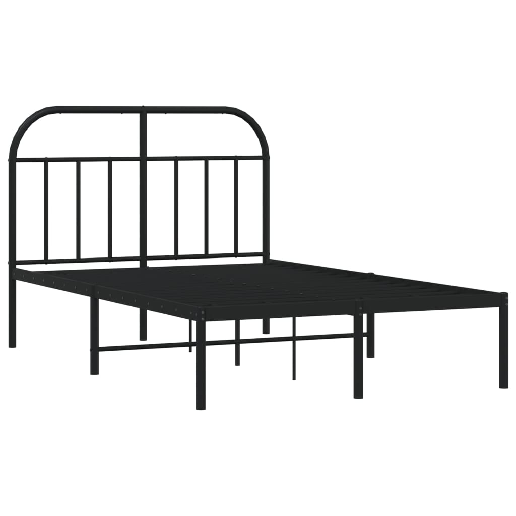 Black Metal Bed Frame with Headboard 120x200cm - No Mattress