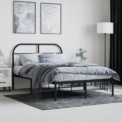 Black Metal Bed Frame with Headboard 120x200cm - No Mattress