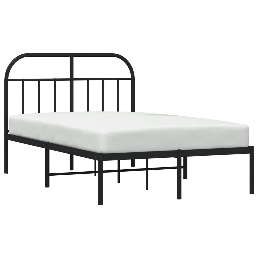 Black Metal Bed Frame with Headboard 120x200cm - No Mattress