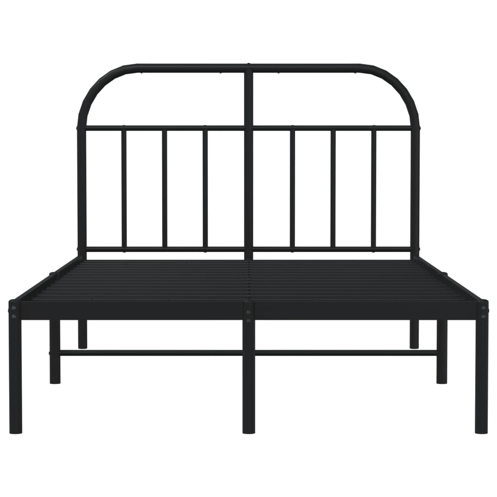 Black Metal Bed Frame with Headboard 120x200cm - No Mattress