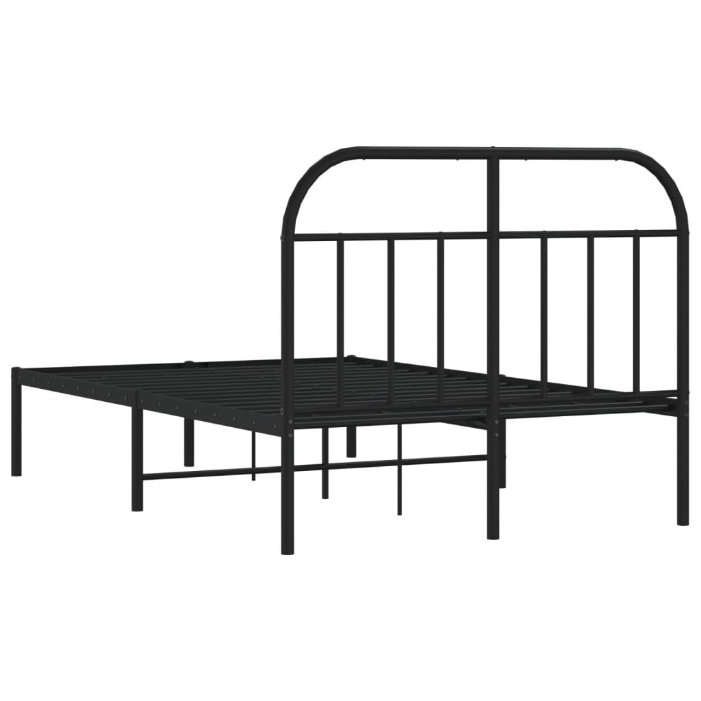 Black Metal Bed Frame with Headboard 120x200cm - No Mattress