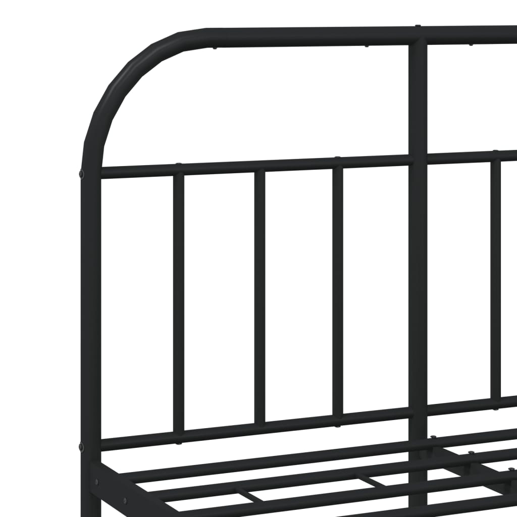 Black Metal Bed Frame with Headboard 120x200cm - No Mattress