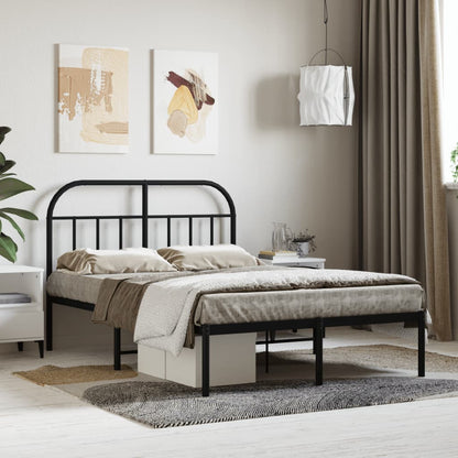 Black Metal Bed Frame with Headboard 120x200cm - No Mattress