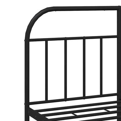 Black Metal Bed Frame with Headboard - 135x190cm, No Mattress