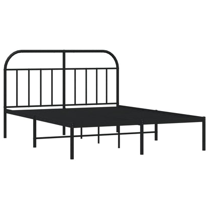 Metal Bed Frame without Mattress with Headboard Black 140x190cm