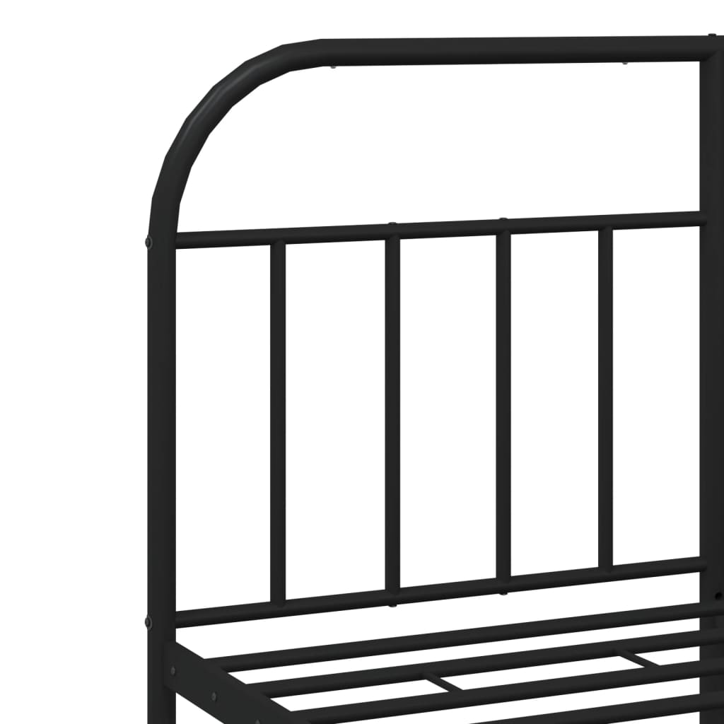 Metal Bed Frame without Mattress with Headboard Black 140x190cm