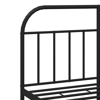 Metal Bed Frame without Mattress with Headboard Black 140x190cm