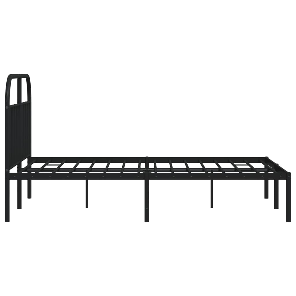 Black Metal Bed Frame with Headboard 140x200cm - Mattress Excluded