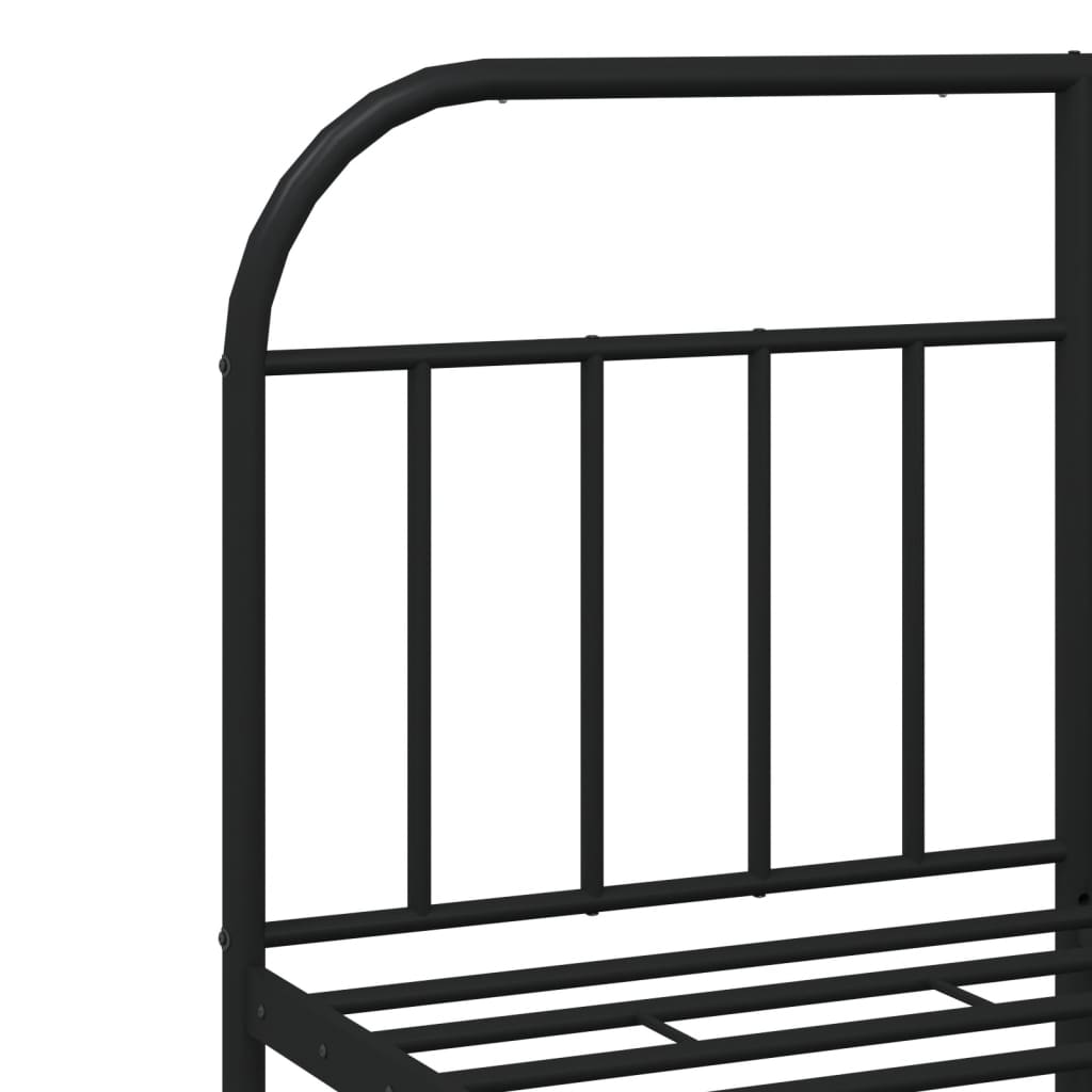 Black Metal Bed Frame with Headboard 140x200cm - Mattress Excluded