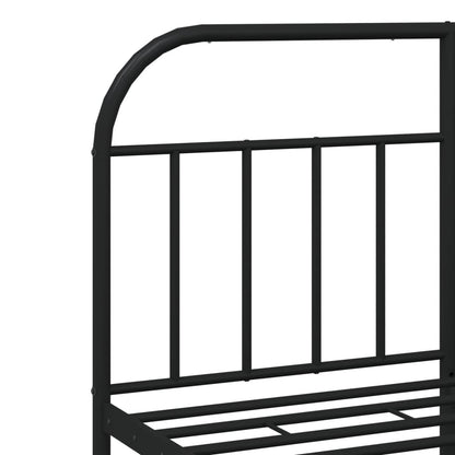 Black Metal Bed Frame with Headboard 140x200cm - Mattress Excluded