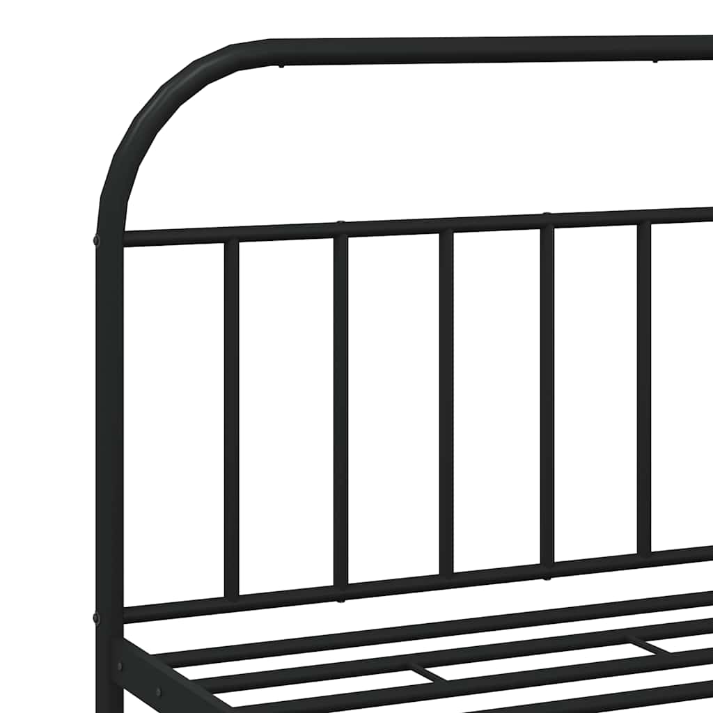 Sleek Black Metal Bed Frame with Headboard 183x213cm - No Mattress