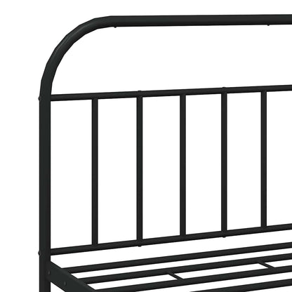 Sleek Black Metal Bed Frame with Headboard 183x213cm - No Mattress