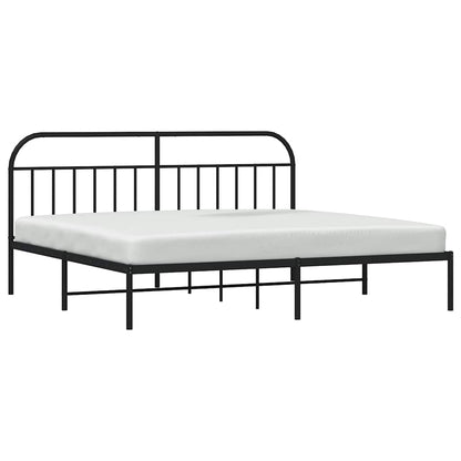 Sleek Black Metal Bed Frame with Headboard 193x203cm - No Mattress