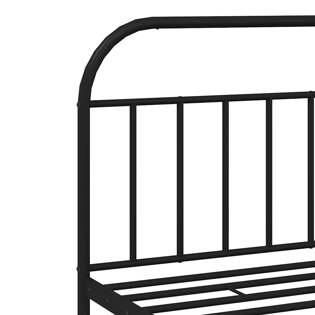 Sleek Black Metal Bed Frame with Headboard 193x203cm - No Mattress