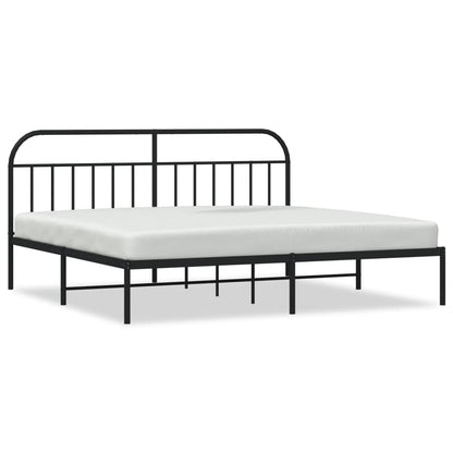Black Metal Bed Frame with Headboard 200x200cm - No Mattress