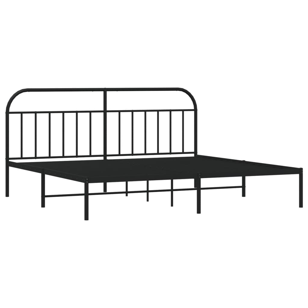 Black Metal Bed Frame with Headboard 200x200cm - No Mattress