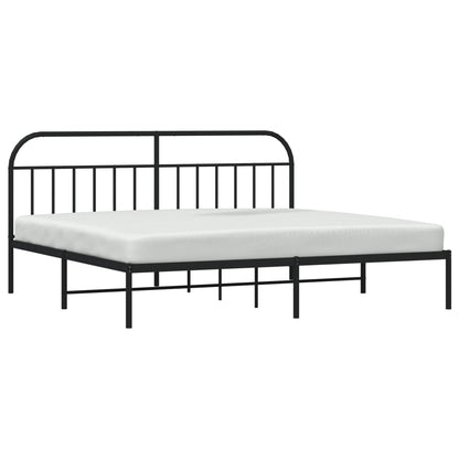 Black Metal Bed Frame with Headboard 200x200cm - No Mattress