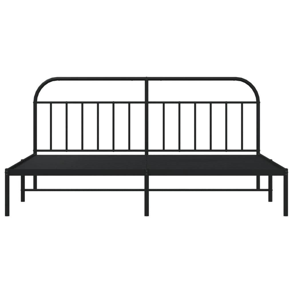 Black Metal Bed Frame with Headboard 200x200cm - No Mattress