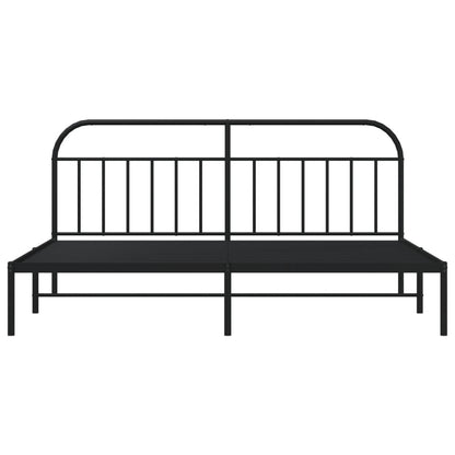 Black Metal Bed Frame with Headboard 200x200cm - No Mattress