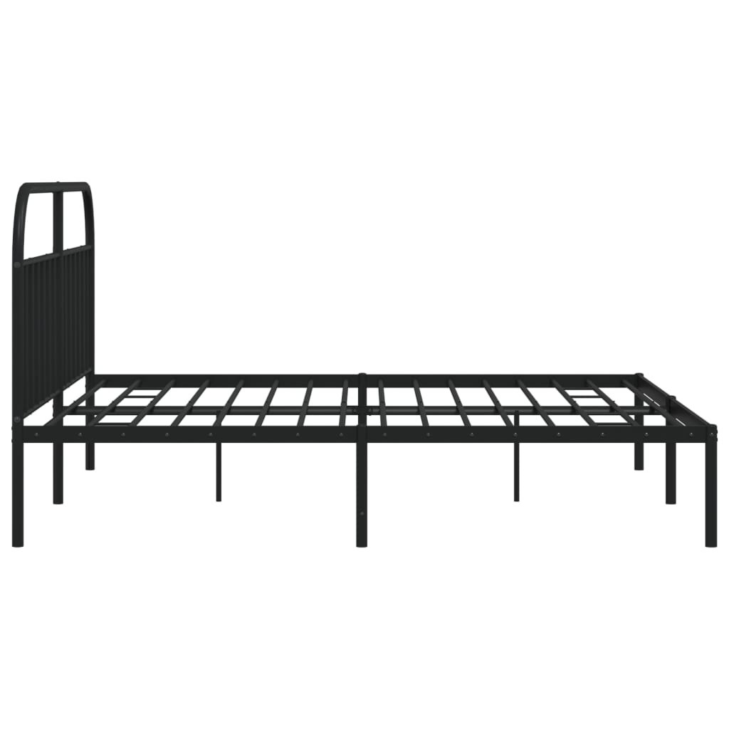 Black Metal Bed Frame with Headboard 200x200cm - No Mattress