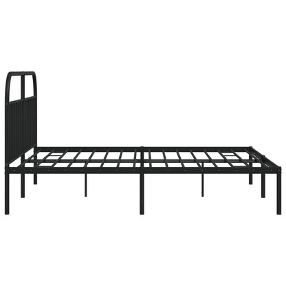 Black Metal Bed Frame with Headboard 200x200cm - No Mattress