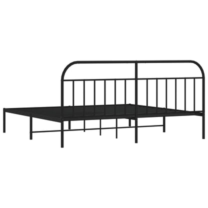 Black Metal Bed Frame with Headboard 200x200cm - No Mattress