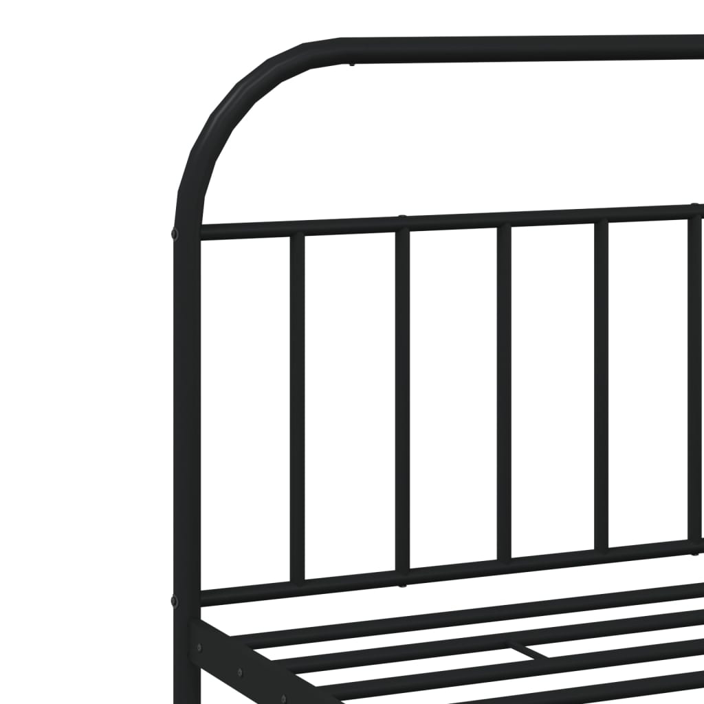 Black Metal Bed Frame with Headboard 200x200cm - No Mattress