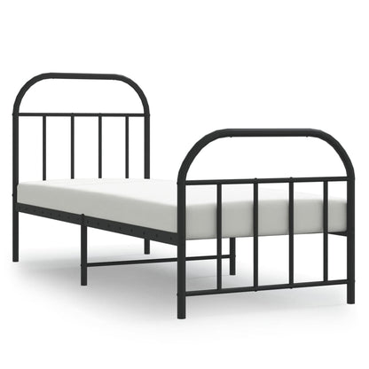 Sleek Black Metal Bed Frame w/ Footboard 75x190cm - No Mattress