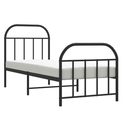 Sleek Black Metal Bed Frame w/ Footboard 75x190cm - No Mattress