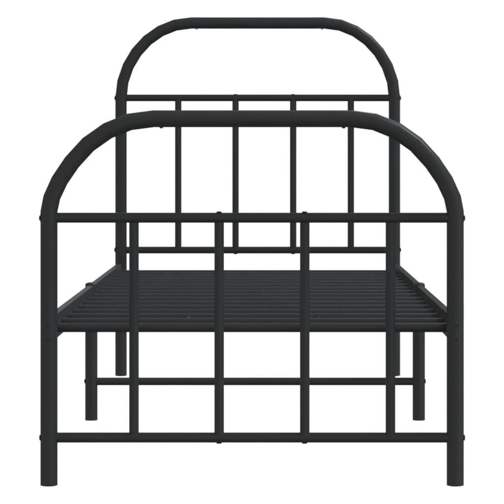 Sleek Black Metal Bed Frame w/ Footboard 75x190cm - No Mattress