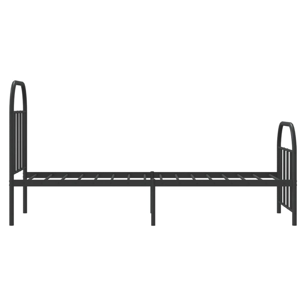 Sleek Black Metal Bed Frame w/ Footboard 75x190cm - No Mattress