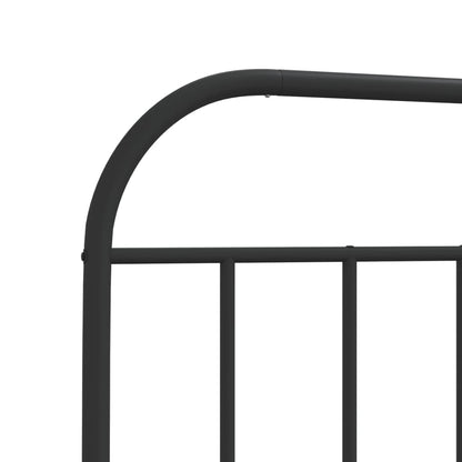 Sleek Black Metal Bed Frame w/ Footboard 75x190cm - No Mattress