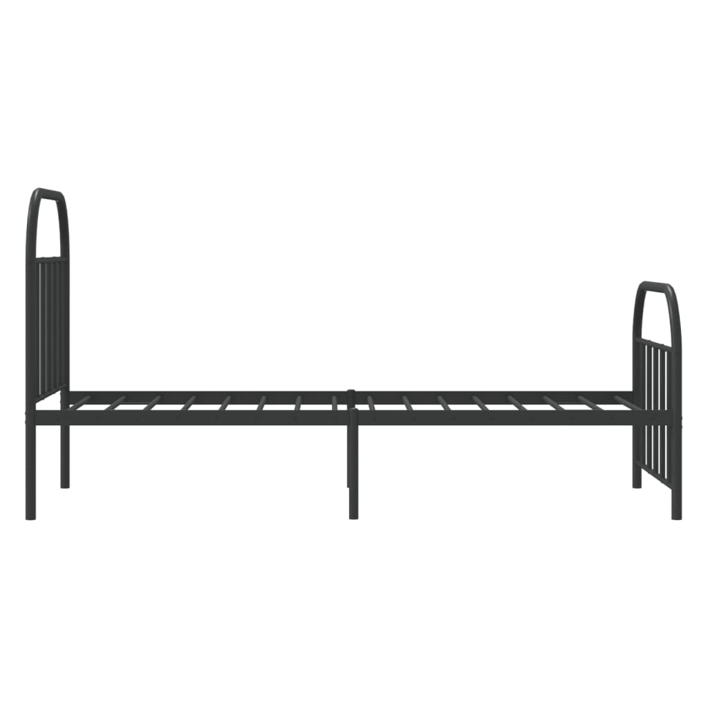 Sleek Black Metal Bed Frame with Footboard 90x200cm - No Mattress