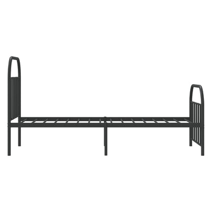 Sleek Black Metal Bed Frame with Footboard 90x200cm - No Mattress